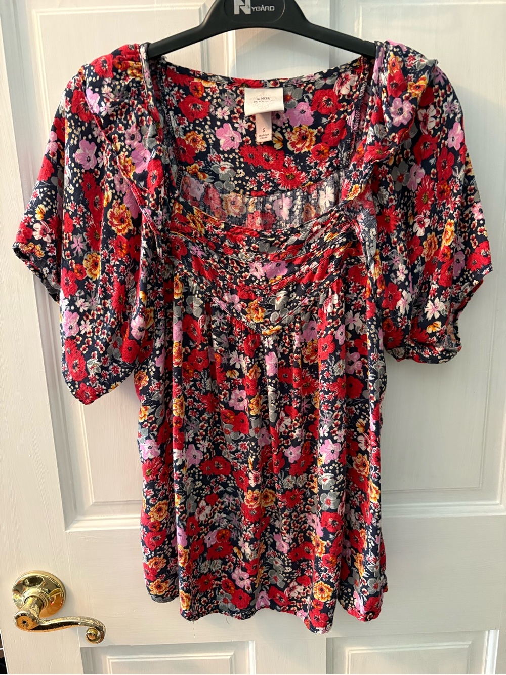 Knox Rose Girls Floral Puff-Sleeve Dress in Red, Pink, Purple, Yellow, Black